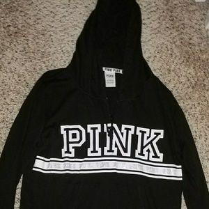 Victoria's Secret PINK black hoodie sz Large NWOT